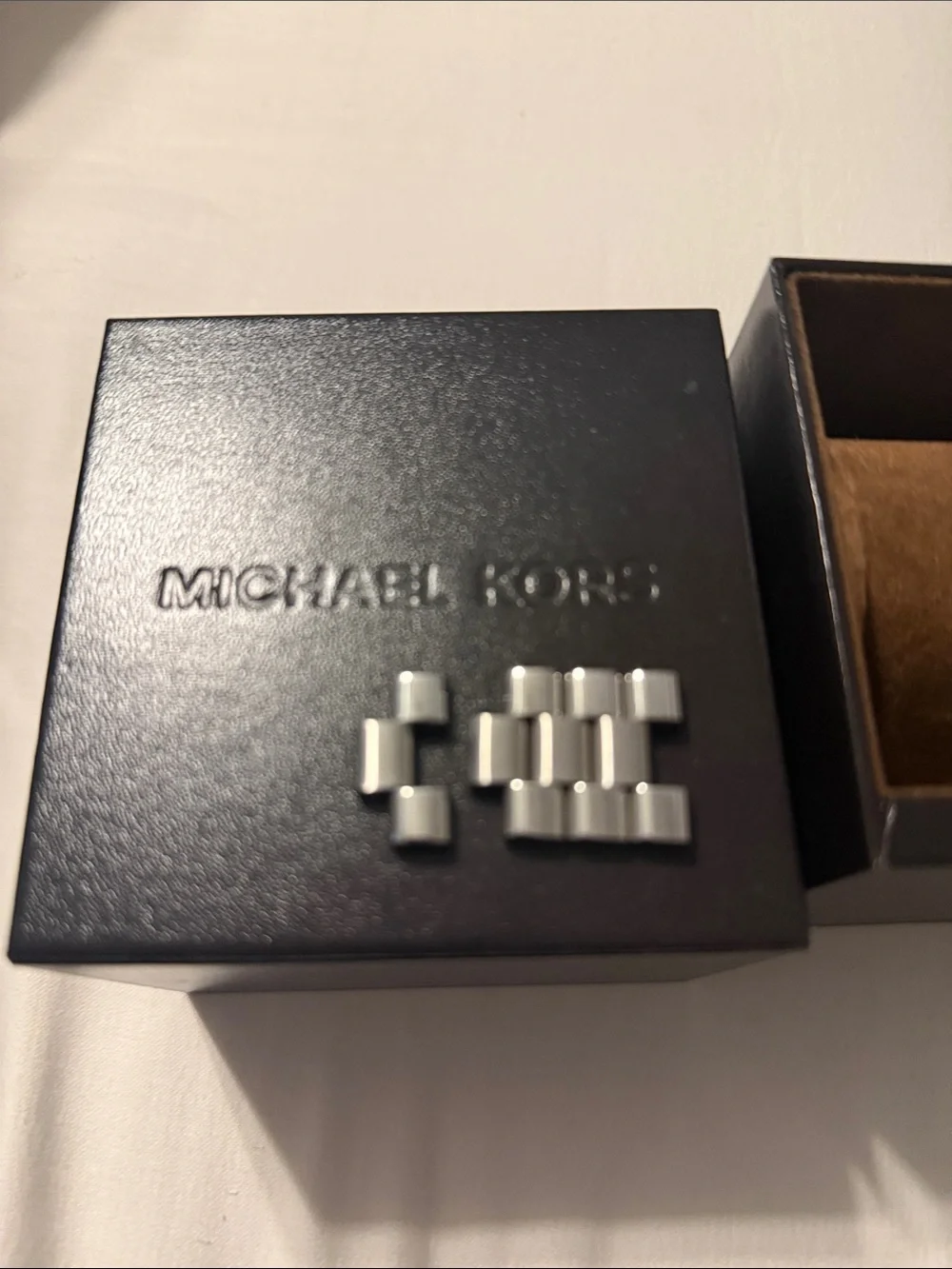 Michael Kors Silver and White Crystal-Trim Chronograph Watch